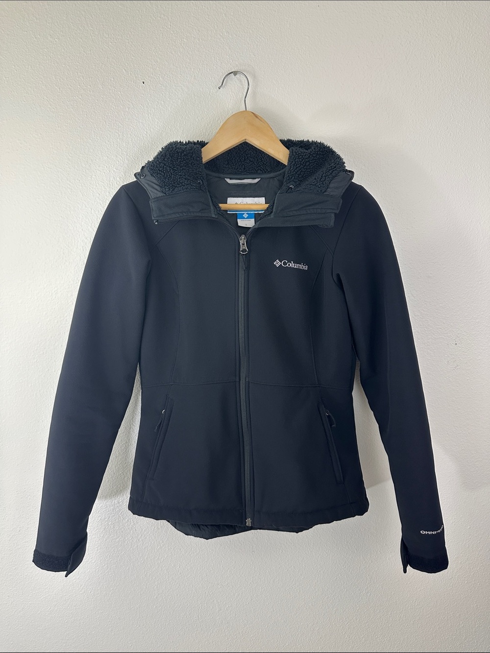 Columbia Breathable Windproof Fleece Lined Hooded Jacket Womens S Omni Windblock